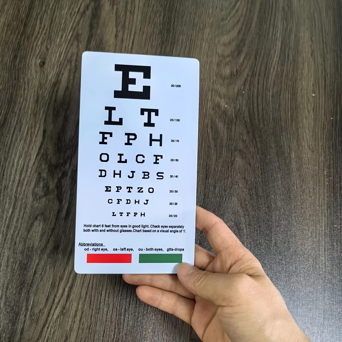 

1pc Pocket-sized Vision Chart With Color Strips - Double-sided, Portable Eye Test For Opticians & Ophthalmology , Durable With Pupil Gauge Included