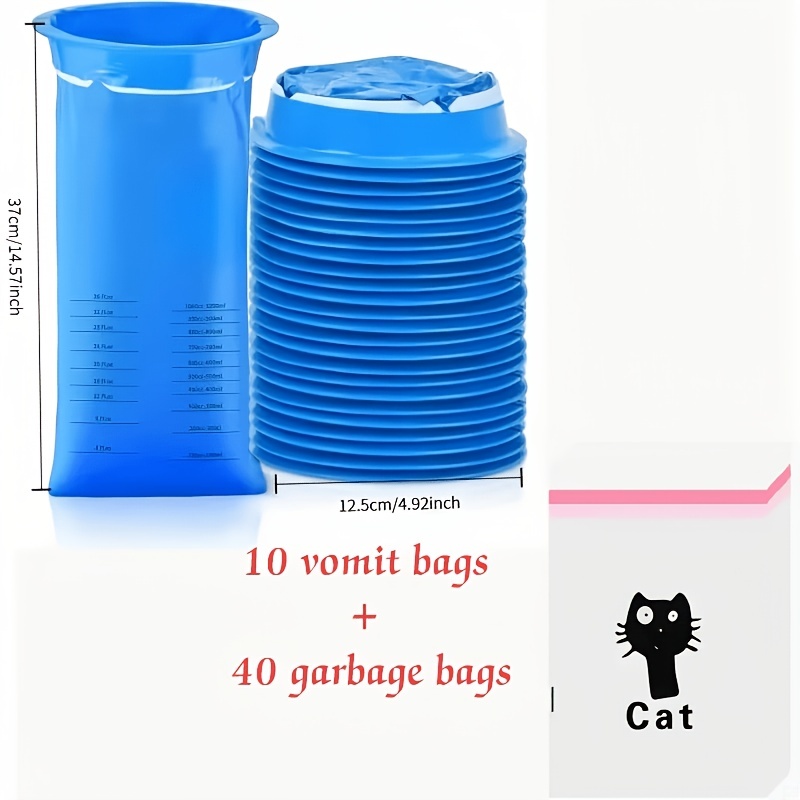 TEMU 50pcs Vomit Bag And Disposable Trash Bag Set, 1000ml Vomit Bag, Leak-proof, Medical Grade, Portable, Suitable For Hospitals, Delivery Rooms,