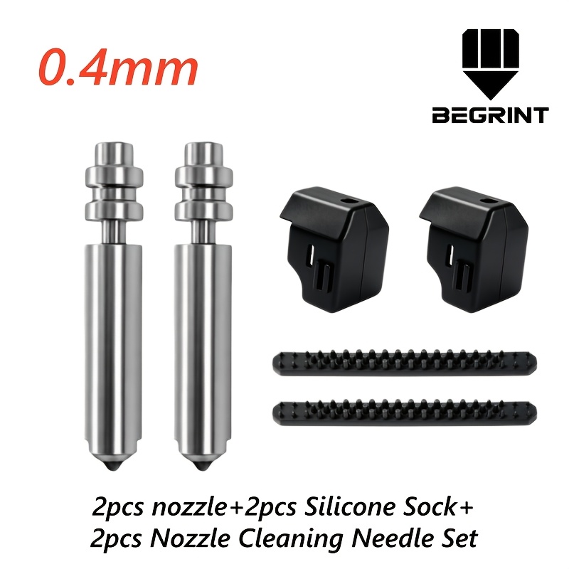 TEMU Kit ugelli in acciaio temprato per X, 2 ugelli in acciaio temprato e 2 calze e 2 spazzole di pulizia, parti di ricambio per hotend stampante 3D