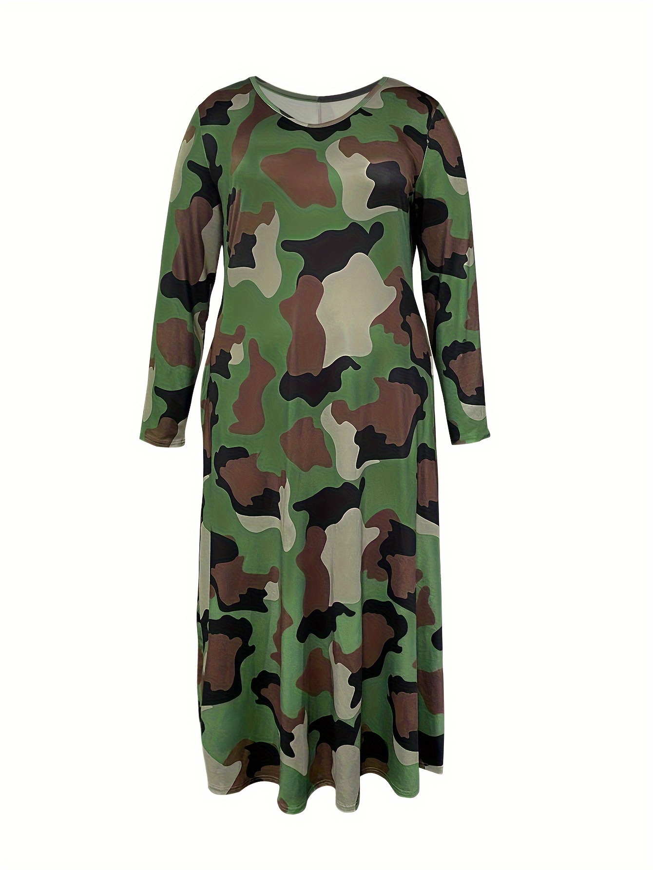 chic camo print long sleeve dress casual lightweight perfect