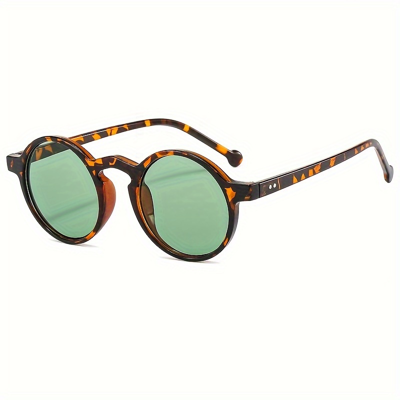 

Fashion Round Frame Fashion Glasses With Pattern - , Pc Material, Green-tinted Lenses For Outdoor & Party Wear, Glasses Accessories