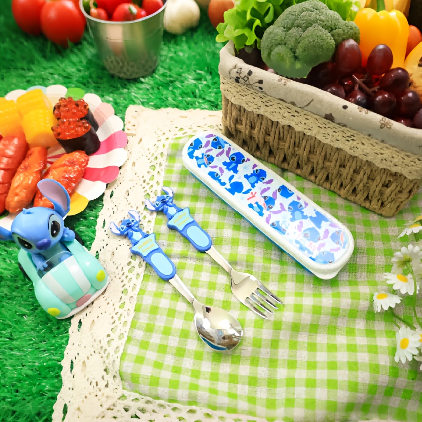 stainless steel fork and spoon set with cute cartoon design - portable, reusable cutlery with storage box, ideal for home and outdoor use, perfect gift for christmas or birthdays, outdoor dining essentials|  desig urable cutlery Product details 2
