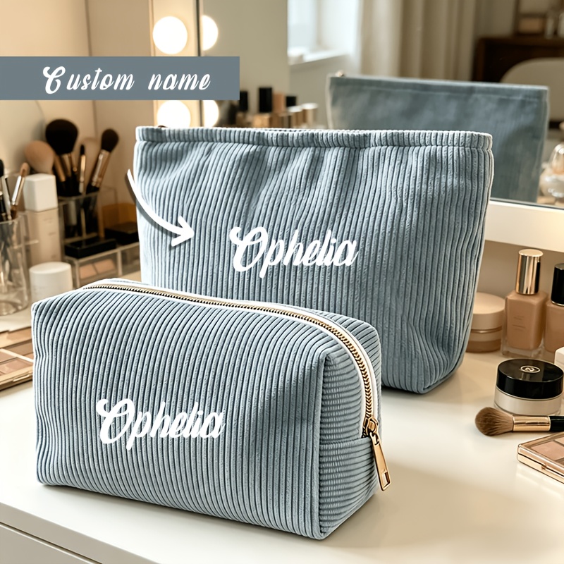 TEMU Juego de 2 neceseres de personalizados, combinación de neceser y bolsa de cosméticos con tu , bolsa de almacenamiento de cosméticos