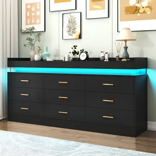 black 6-drawer dresser featuring led lighting, contemporary storage chest for closets, drawer organizer for bedroom, living room, entryway, and hallway | Check Out Today's Deals Now | Temu black 6-drawer dresser featuring led lighting, contemporary storage chest for closets, drawer organizer for bedroom, living room, entryway, and hallway | Check Out Today's Deals Now | Temu