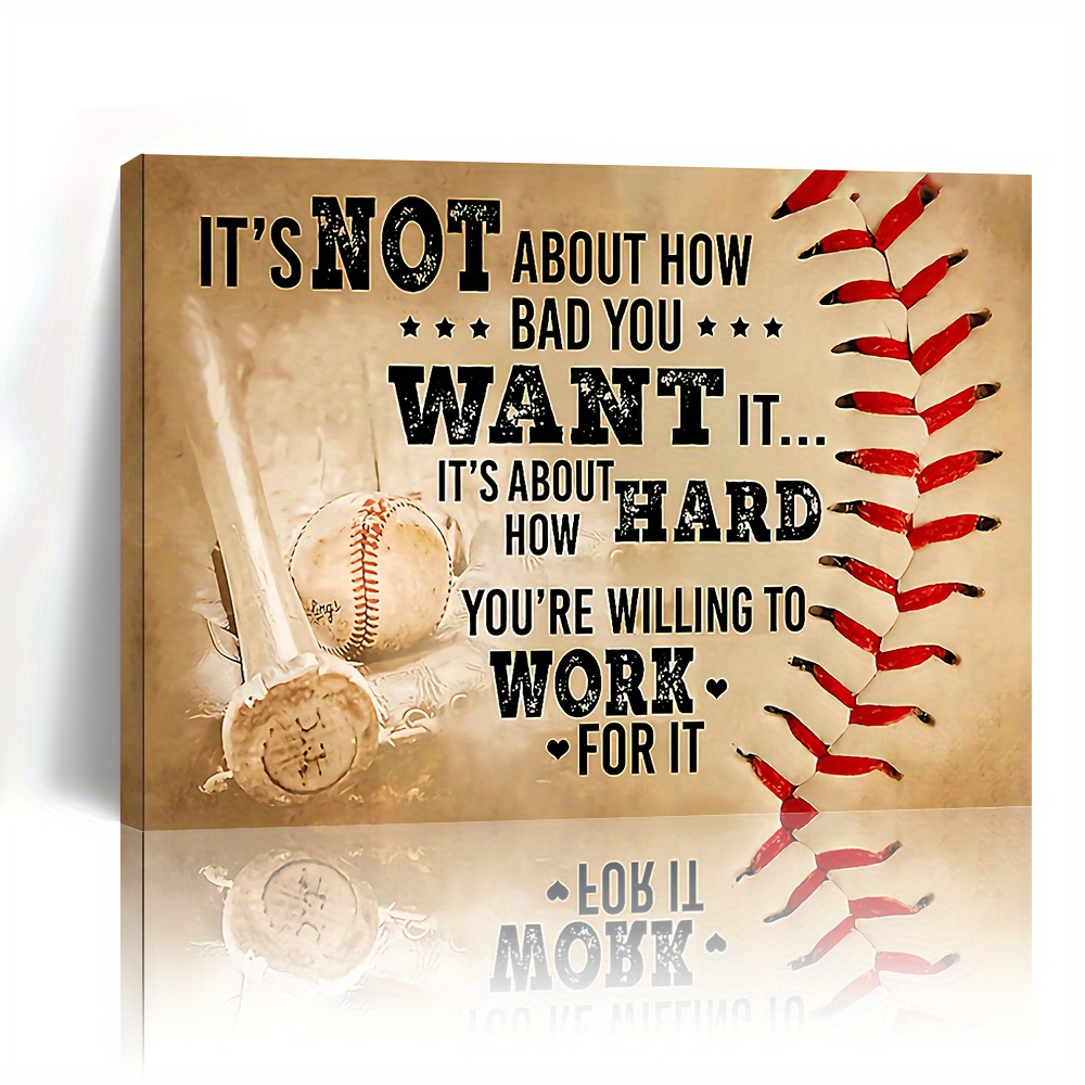 

1pc Wooden Framed Canvas Painting Baseball Wall Art Inspirational Sport Theme Wall Decor Wall Art Prints For Home Decoration, Living Room&bedroom, Festival Gift For Her Him, Out Of The Box