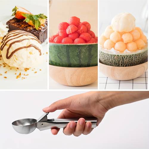 a stainless steel ice cream and a durable spherical digger suitable for watermelon and papaya ice cream and