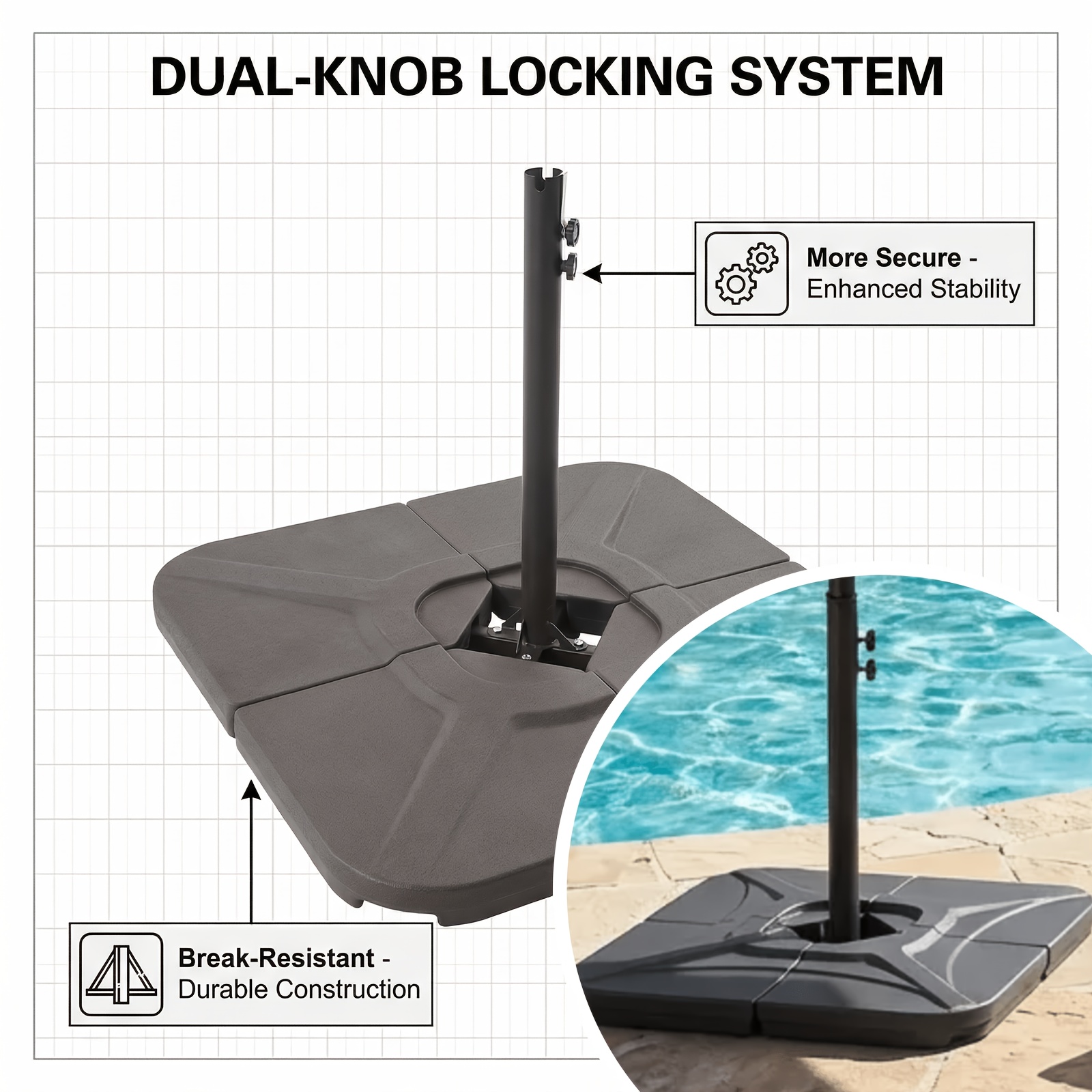 10-Foot Patio Offset Umbrella with a Base, Cantilever Design, Featuring a Crank And Cross Bases, Suitable for Outdoor Use, Heavy-Duty Construction, Includes Push Button Tilt, Perfect for Christmas And Halloween