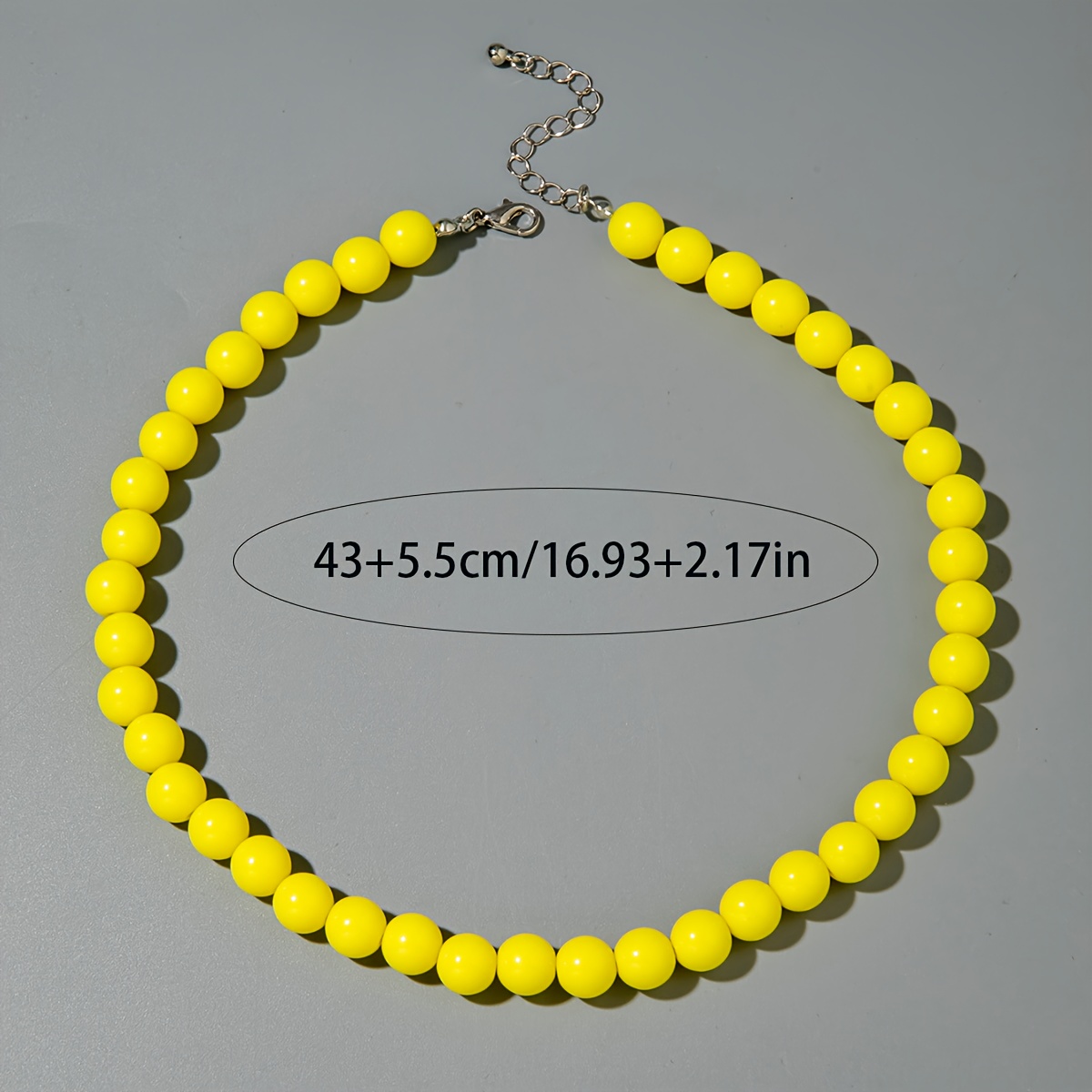 Dopamine-Colored Acrylic Round Beaded Chain Necklace