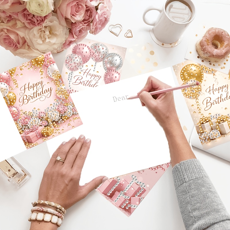 TEMU Popular New Arrival: 6pcs Diamond Painting Birthday Card Kit. Popular New Product: Birthday Gift Series Cards With Design. Diy Round Rhinestone
