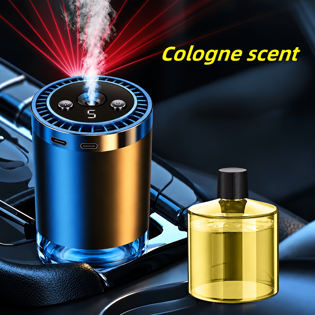 TEMU Car Air Freshener Diffuser With Galaxy Star Projector Light, Usb Charging Aroma Humidifier, Colorful Ambient Lamp, Vehicle Interior Decoration,