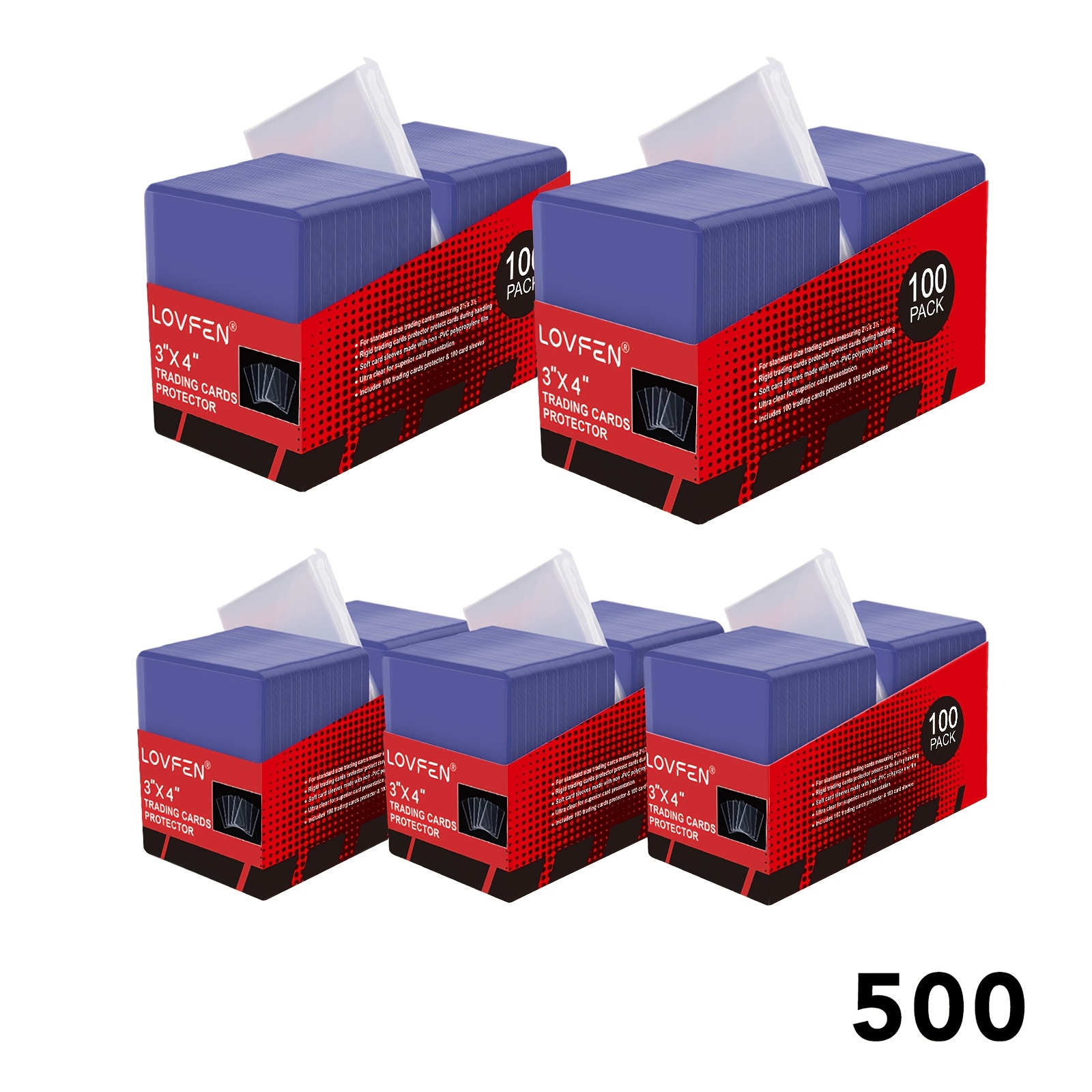 TEMU 1000 Card Sleeves Top For Cards, Lovfen 3"x4" Baseball Card Protectors Hard Plastic, Regular Top Card Holder For Sports Football Trading Cards