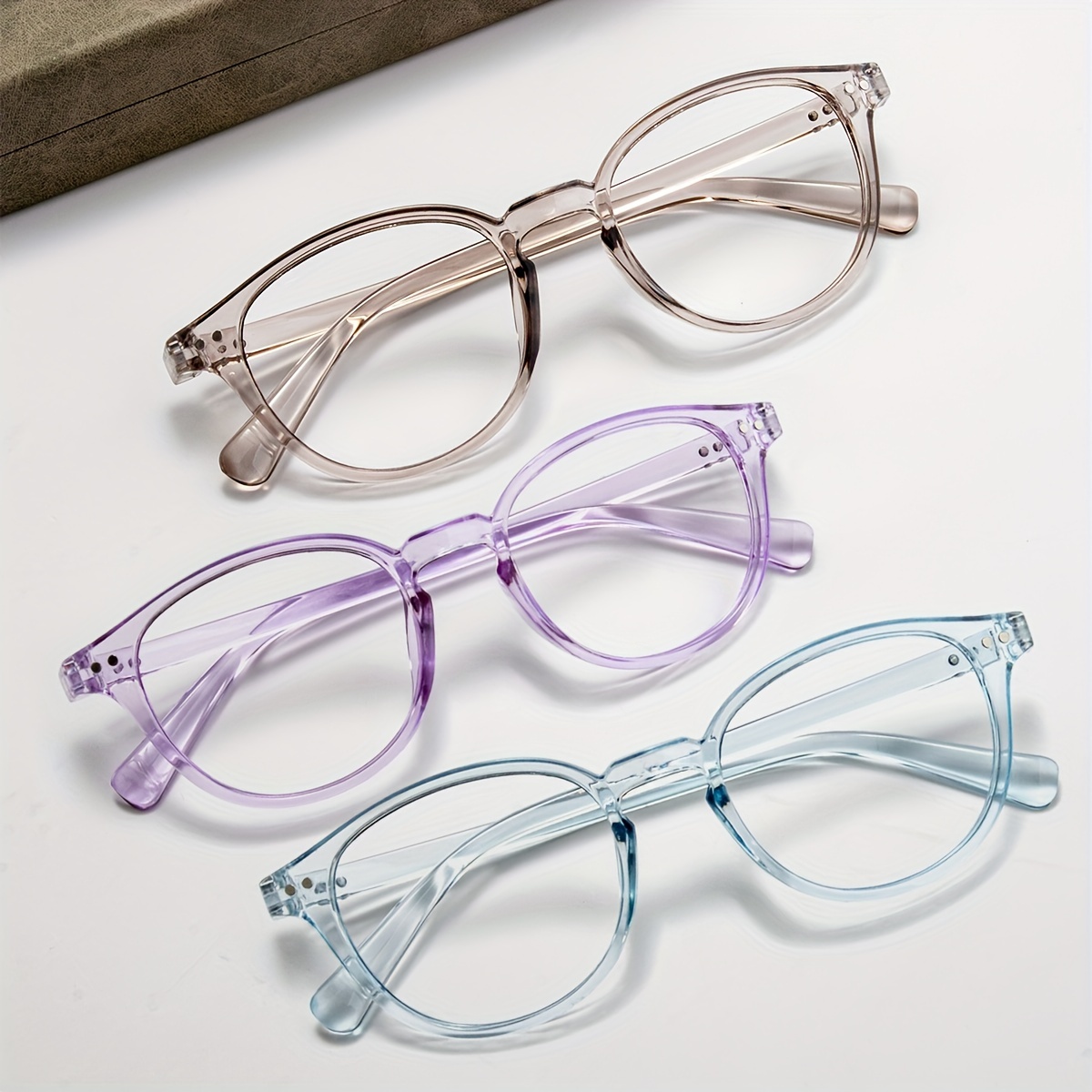 

3pcs Cute Round Frame Clear Lens Glasses Candy Color Fashion Decorative Glasses Computer Spectacles For Women Men