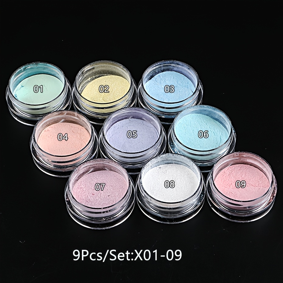9pcs/set Moonlight Chrome Nail Powder Unicorn Mermaid Iridescent Aurora Chrome Glitter Holographic Pearlescent Nail…: retailer-supplied image