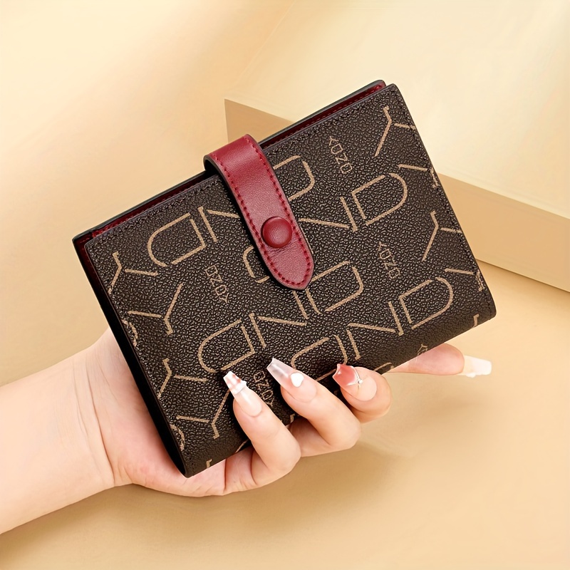 TEMU Ondy Retro Bi-fold Wallet With Passport Holder - Compact Travel Document Organizer For & Women, Synthetic Synthetic With Oil-edge Detailing,