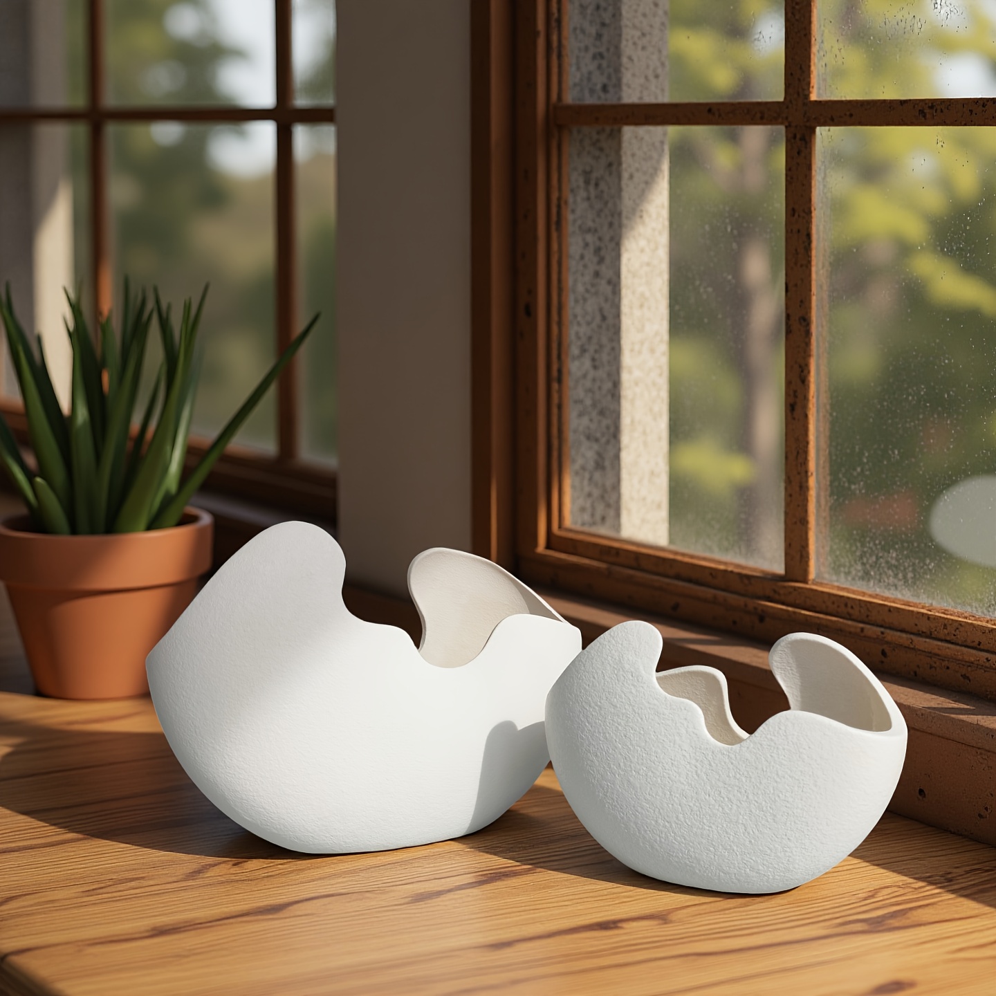 A Set of Two Ceramic Decorative Vases, Pure White in Two Sizes, Suitable for Tabletop Decoration, Home Decor, Office Decor, Wedding Venue Decoration, Party Decoration, Holiday Gifts, And Birthday Presents