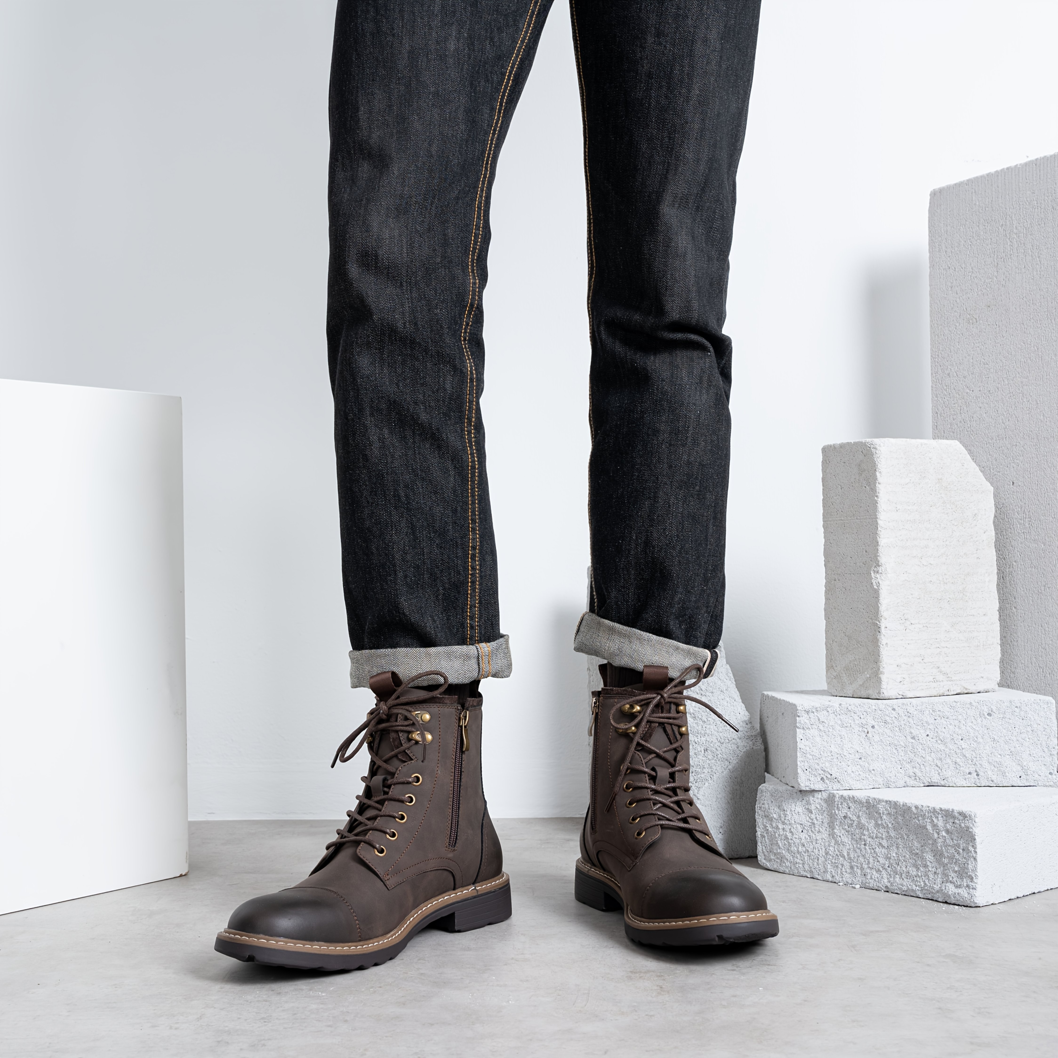 mens boots motorcycle casual boots men zipper fashion chukka  display picture 3