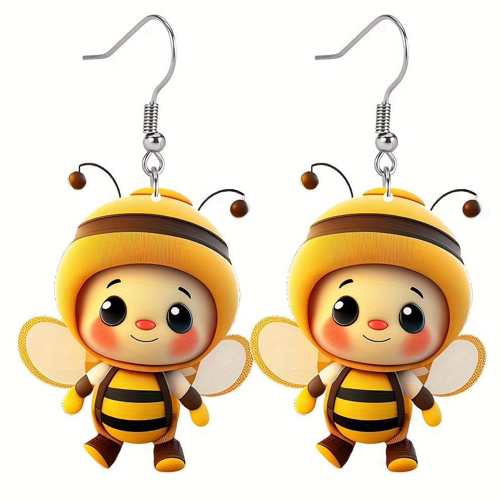 

1pair Women's Fashionable And Cute Bee Earrings, Cool Decoration Accessories, Fun Bee Decorations Suitable For Small Gifts To Women