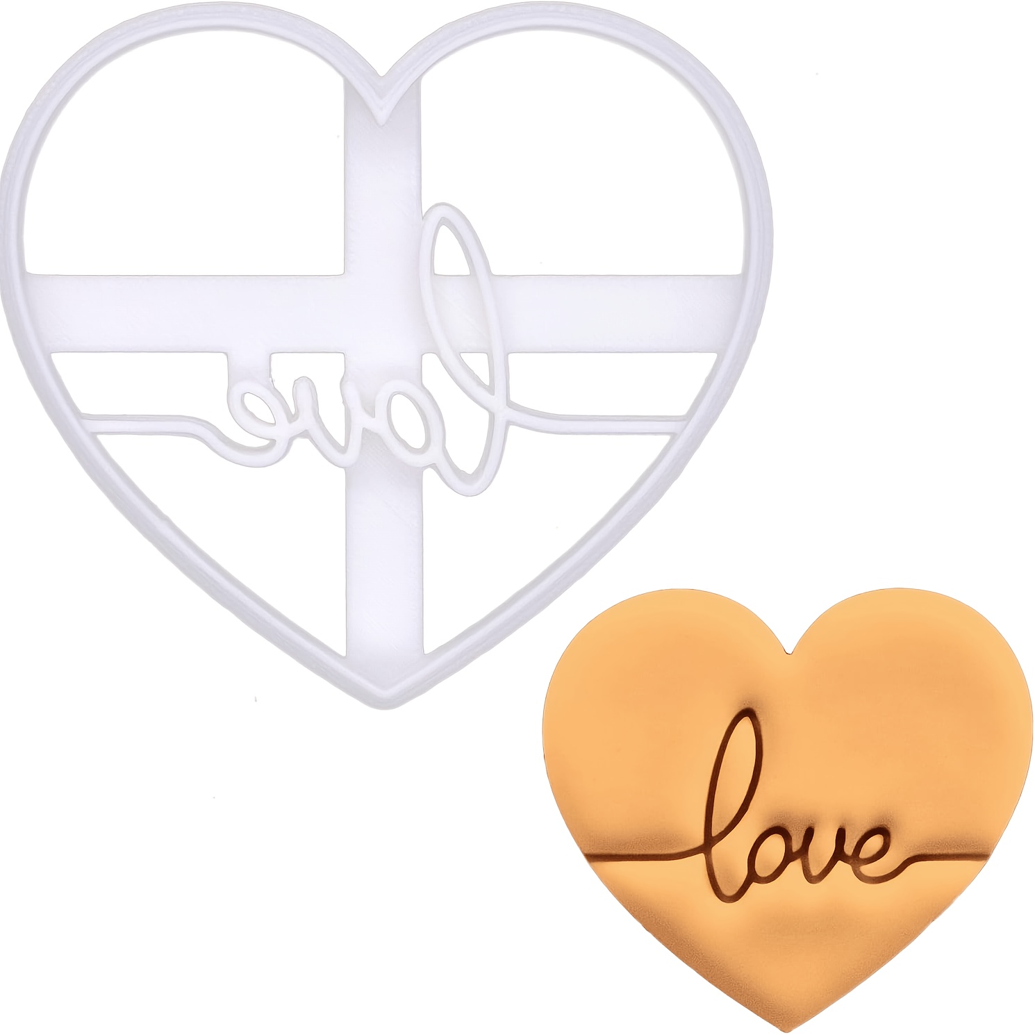 Image of Heart-shaped Cookie Cutter, , Cookie Cutter, Decorative Cookie Mold, Easy-to-use Baking Tool, Used For Fondant Cutting, Practical Cookie Stamp, Essential Baking Tool For Family Gatherings