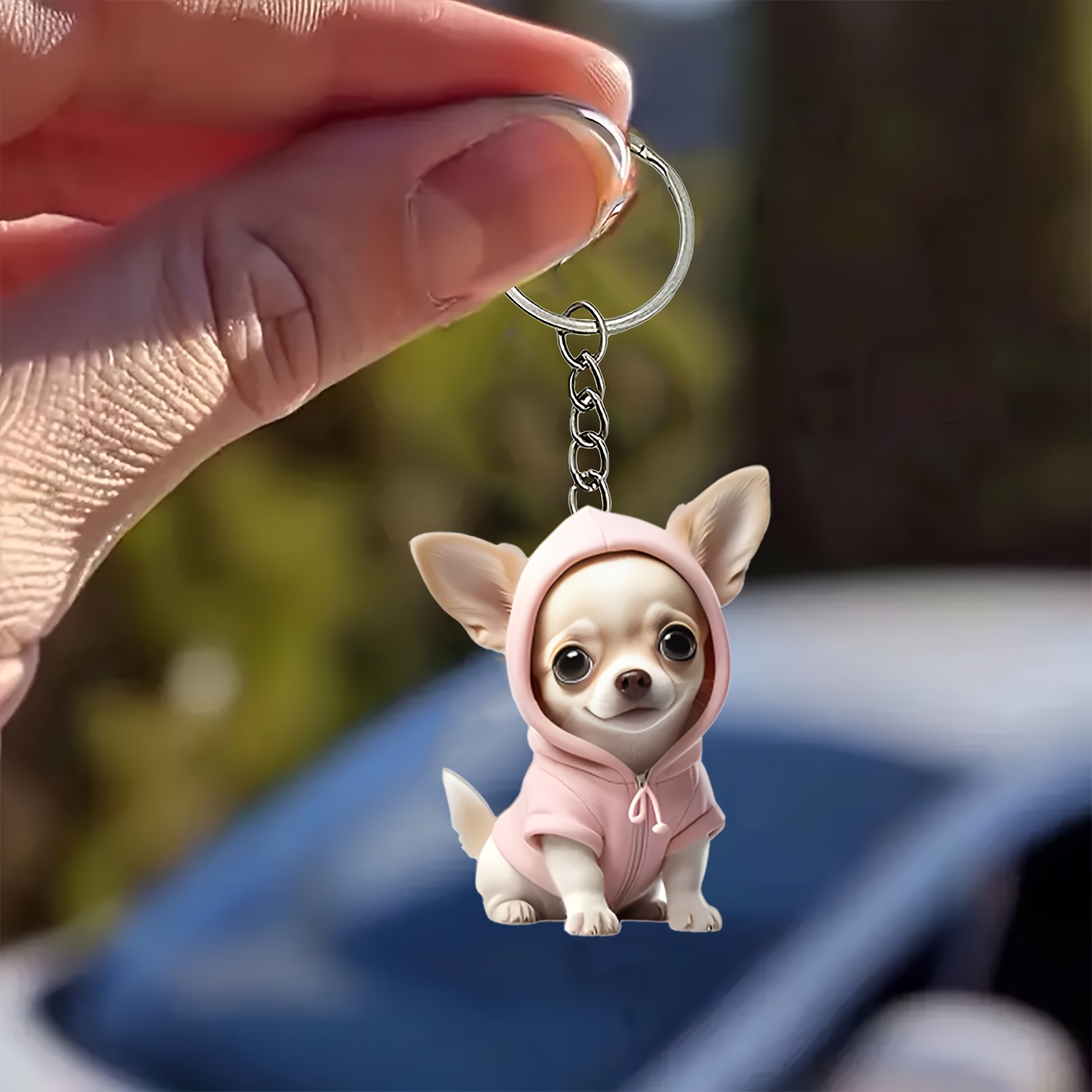 

Adorable Pink Hoodie Chihuahua 2d Acrylic Keychain - Decor For Car Mirrors, Home & Kitchen, Bags & Keychains - Perfect Valentine's Gift