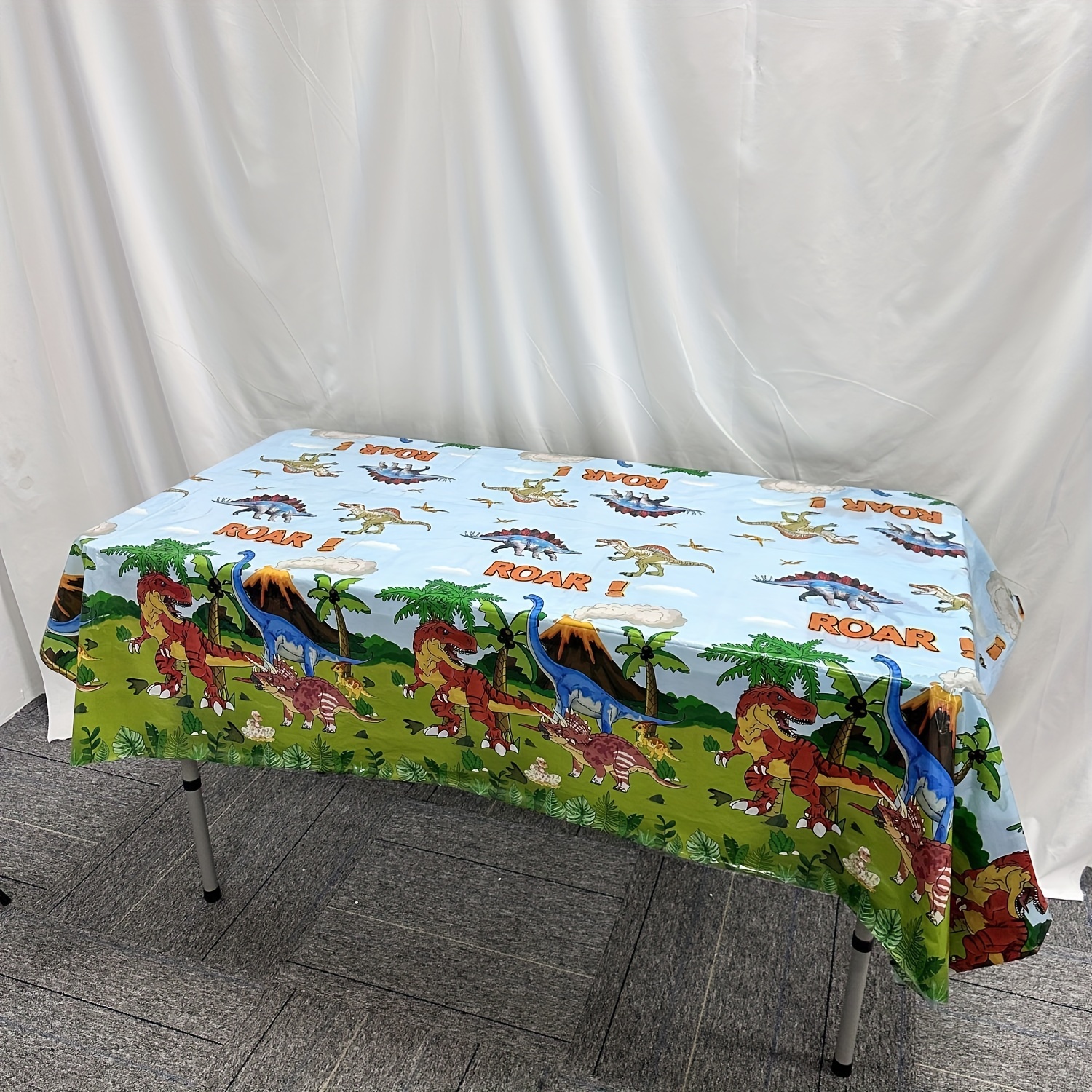 

Dinosaur-themed Birthday Party Tablecloth - Easy Clean, Durable Plastic Decoration, 51"x87 Dinosaur Party Decorations Dinosaur Birthday Party Supplies