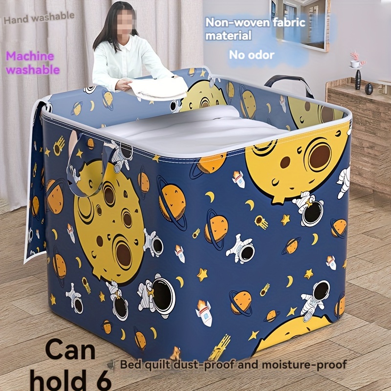 

Space-themed Large Capacity Non-woven Fabric Storage Bag, Waterproof Rectangle Quilt Organizer With Closure, Dust-proof And Moisture-proof For Clothes And Blankets, Under-bed Storage