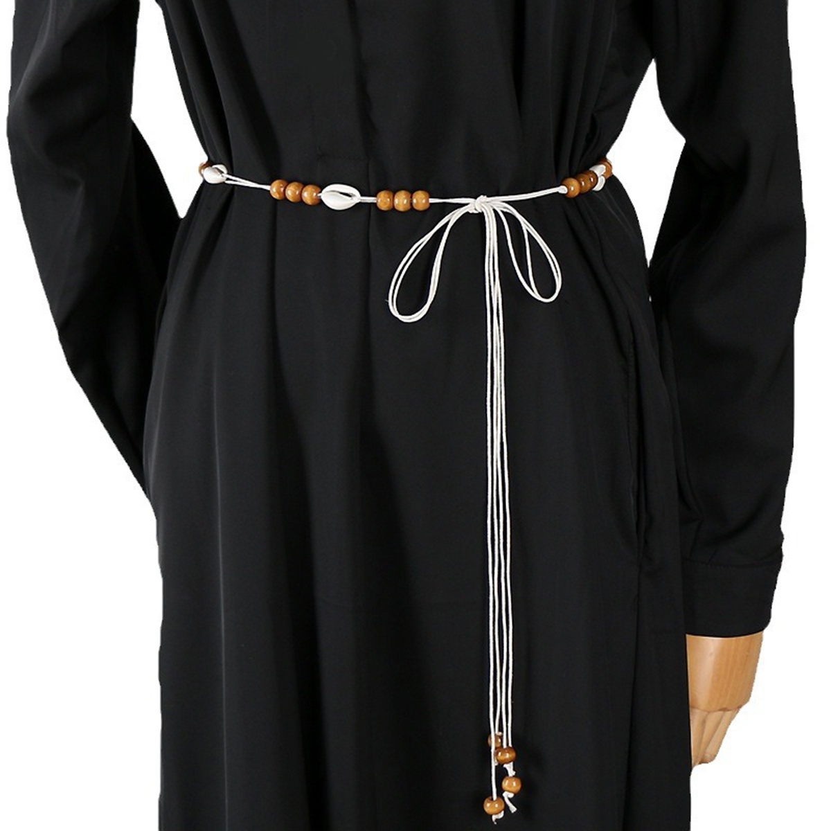 Cintura Donna Elegante KBRPEY Cinture Da Donna Cintura Con Nappa Corda Intrecciata Perline Di Legno Cintura Da 831382 - Foto 9