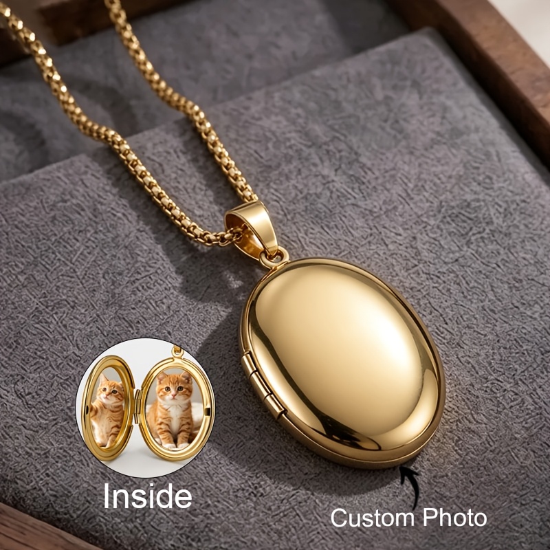 Customizable Stainless Steel Photo Heart Pendant Necklace