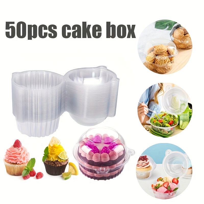 

50-piece Clear Plastic Cupcake Boxes With Dome Lids - Perfect For Salads, , Muffins, Candy, Chocolates & Brownies - Ideal For Parties, Weddings, Picnics, Bakeries, Cafes & Restaurants