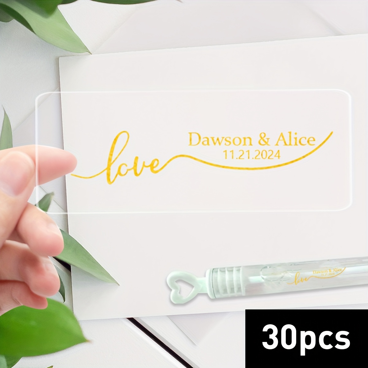 TEMU 30/60/120/240 pezzi Etichette Adesive Personalizzate con , Adesivi Personalizzati per Matrimonio, Adesivi Trasparenti Personalizzati, Etichette