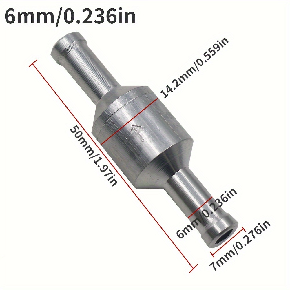 Image of Premium Aluminum Alloy Fuel Check Valve 6/8/10/12mm - Single- For Cars & Boats, Gas & Engines