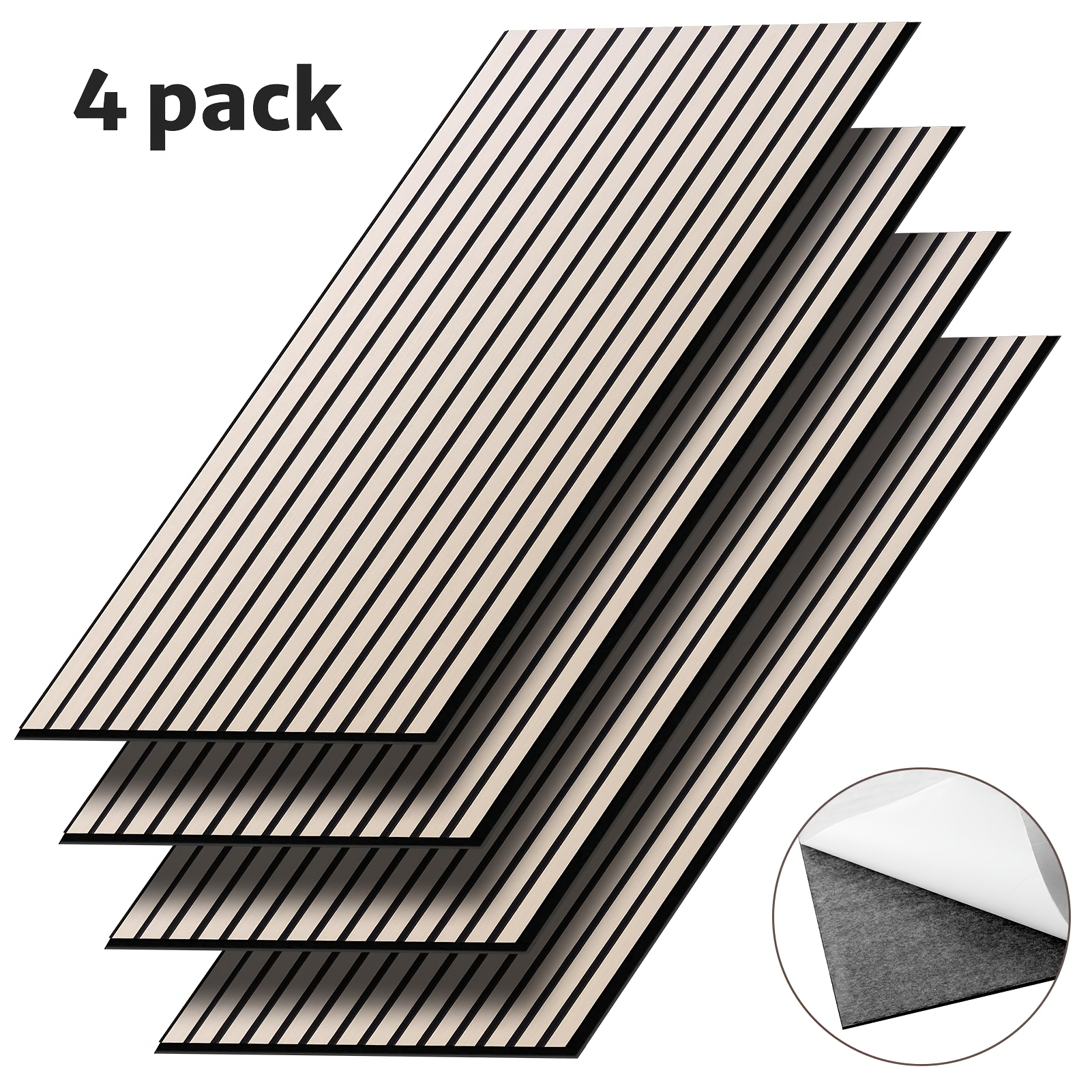 TEMU 4pcs Self-adhesive Sound-absorbing Panels, Self-adhesive Soundproofing Panels, Made From High-density Polyester Fibre With A Realistic Woodgrain