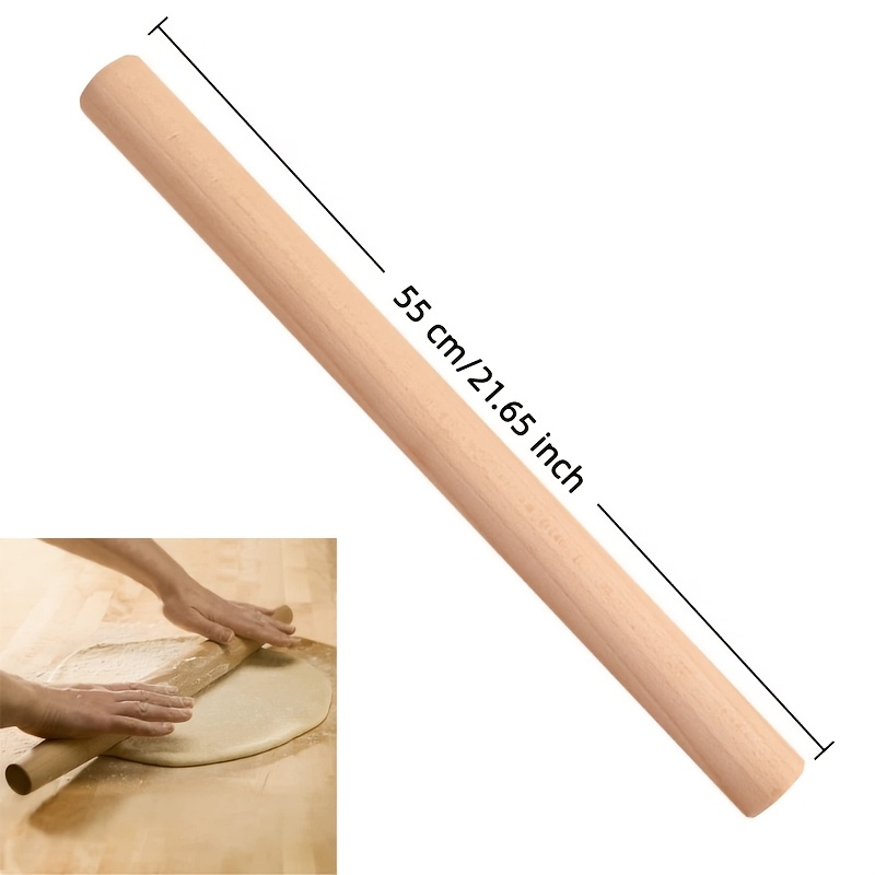 TEMU A Wood Rolling Pin With A Solid Wood And Edge-pressing Design. In 3 Sizes: 35cm, 45cm And 55cm. Sturdy And Durable, Ideal For , Pie, Pastry