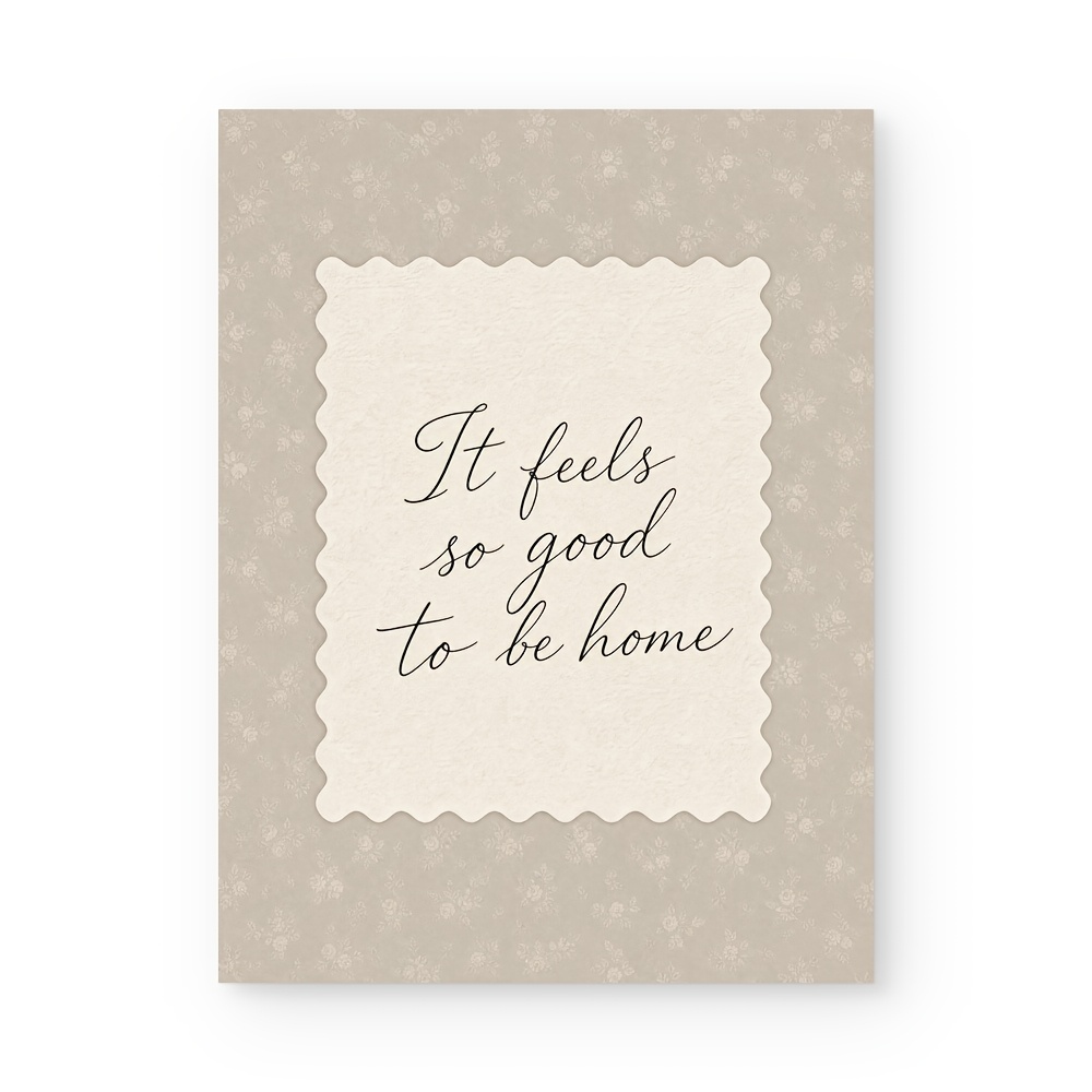 TEMU 2d Flat, Posters And Prints It Canvas Print, Wavy Frame Cursive Text Ditsy Floral Beige Background Neutral Farmhouse Wall Art, 2d Flat Unframed