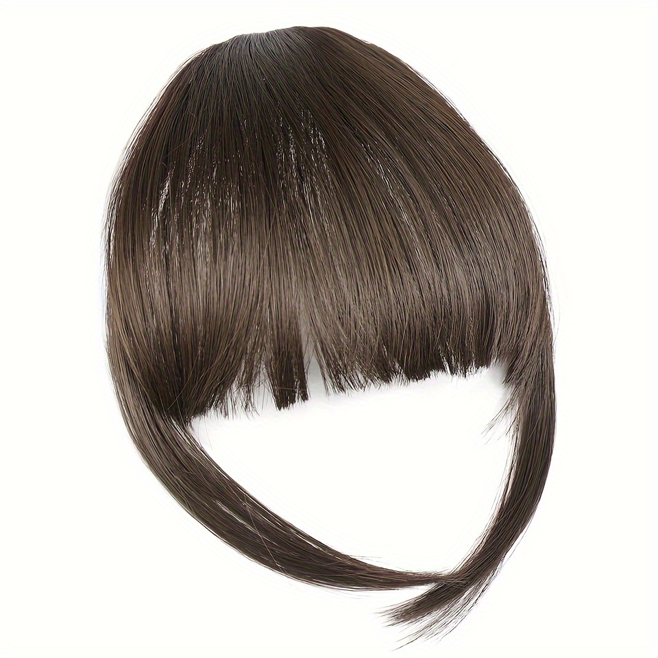 womens clip in synthetic hair bangs extensions straight hair fringe with   hairpieces   for   basics style in brown details 6