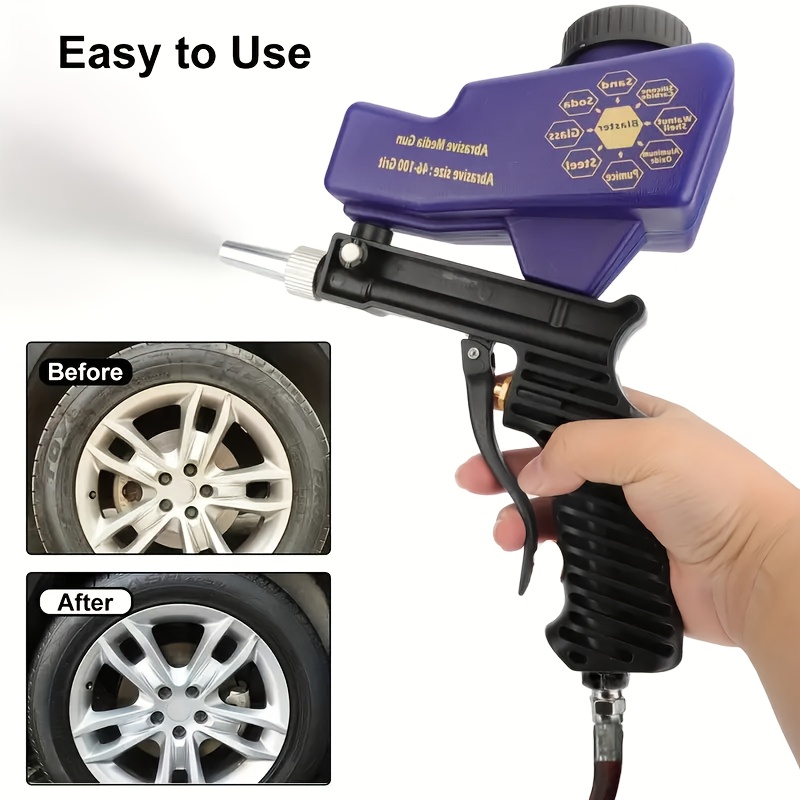 ergonomic handle portable   for paint and rust removal 600cc 18oz suitable for wood metal cars and diy abrasive jet can use baking soda sand walnut shells and aluminum oxide adjustable gravity feed mini   rust remover