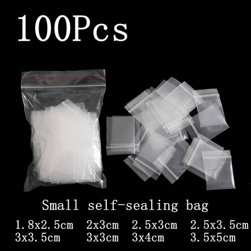 item picture 100pcs mini small plastic bags jewelry zipper zipper lock resealable plastic transparent mini bags different sizes