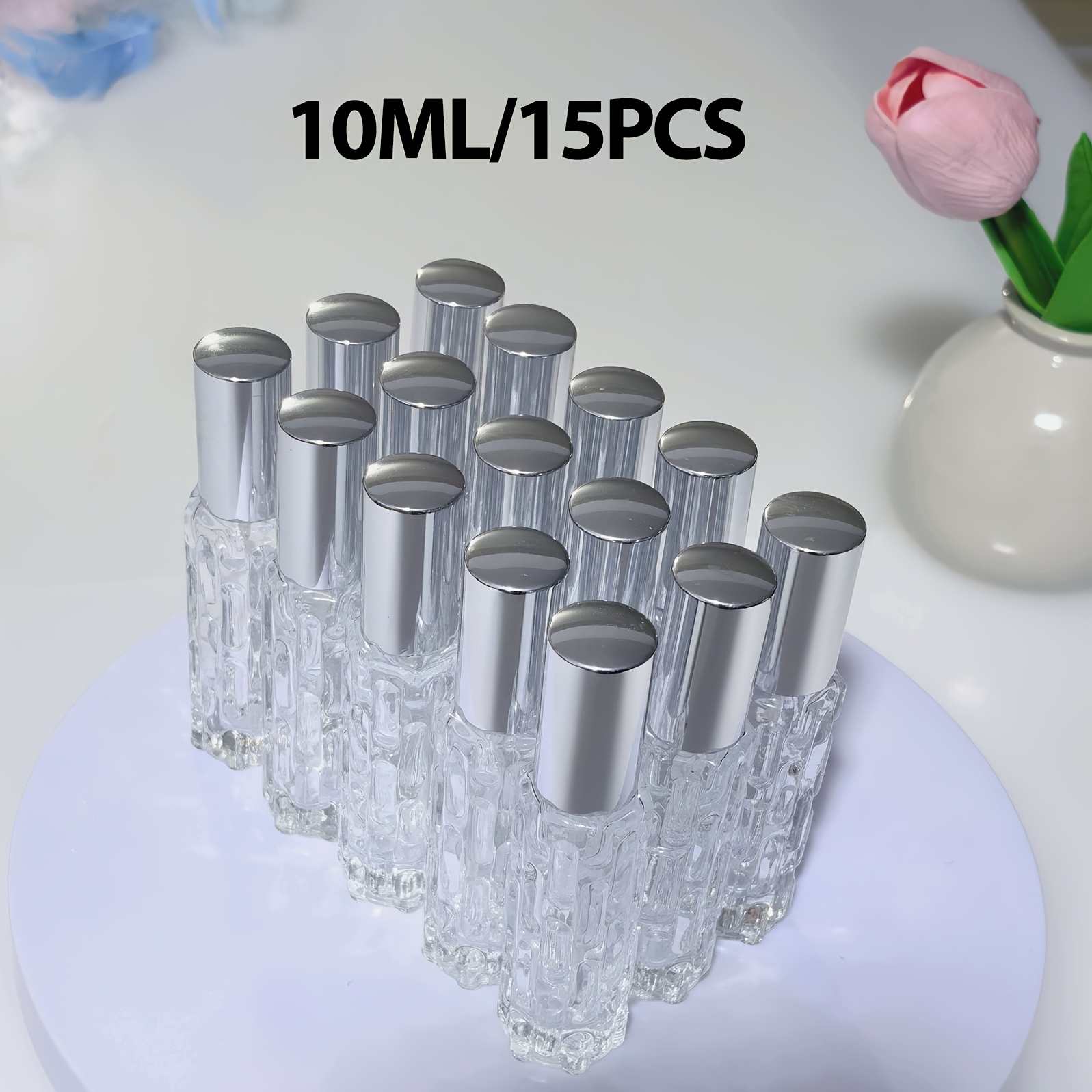 TEMU 15pcs 10ml Refillable Perfume Atomizer Bottles, Aluminum Fine Mist Spray Nozzle, Portable Travel Size Spray Bottles, Universal For Men Women,