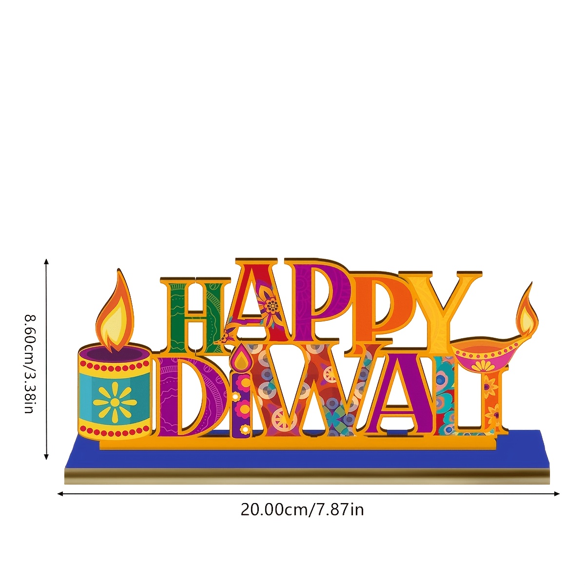 TEMU 2d Flat, Multifunctional Diwali & Holiday Wooden Tabletop Decoration Suitable For Christmas, Halloween, Thanksgiving, Mother's Day - Artificial