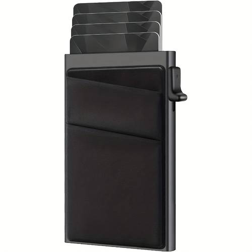 rfid blocking wallet for men minimalist automatic up credit card holder with secure snap closure durable aluminum alloy ideal for daily use small wallet