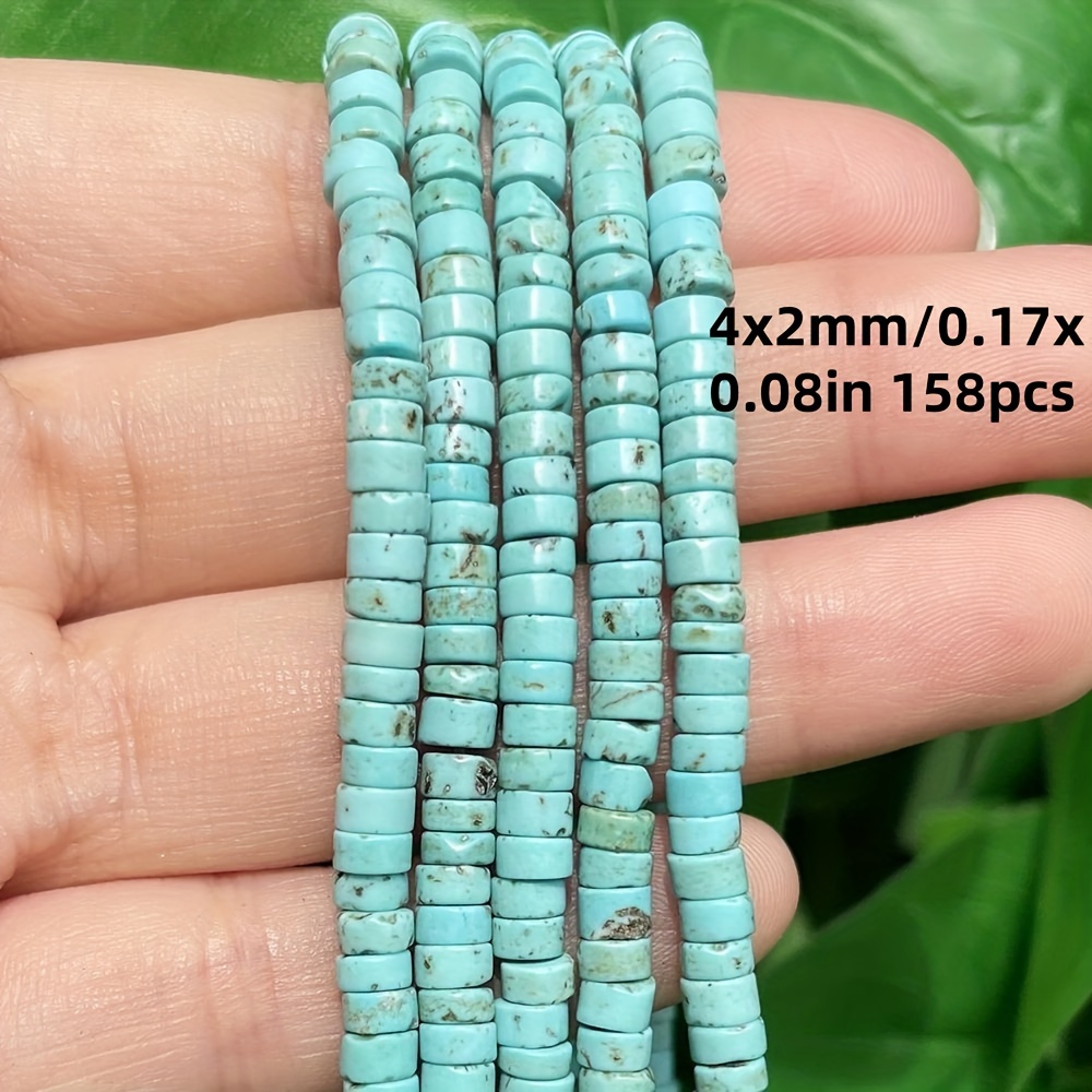 E-shop 2D Flat - Natürliche Türkis Lapis Rondelle Spacer Perlen 4 X 2mm Flache Runde Scheiben Steinperlen für Schmuckherstellung Armband