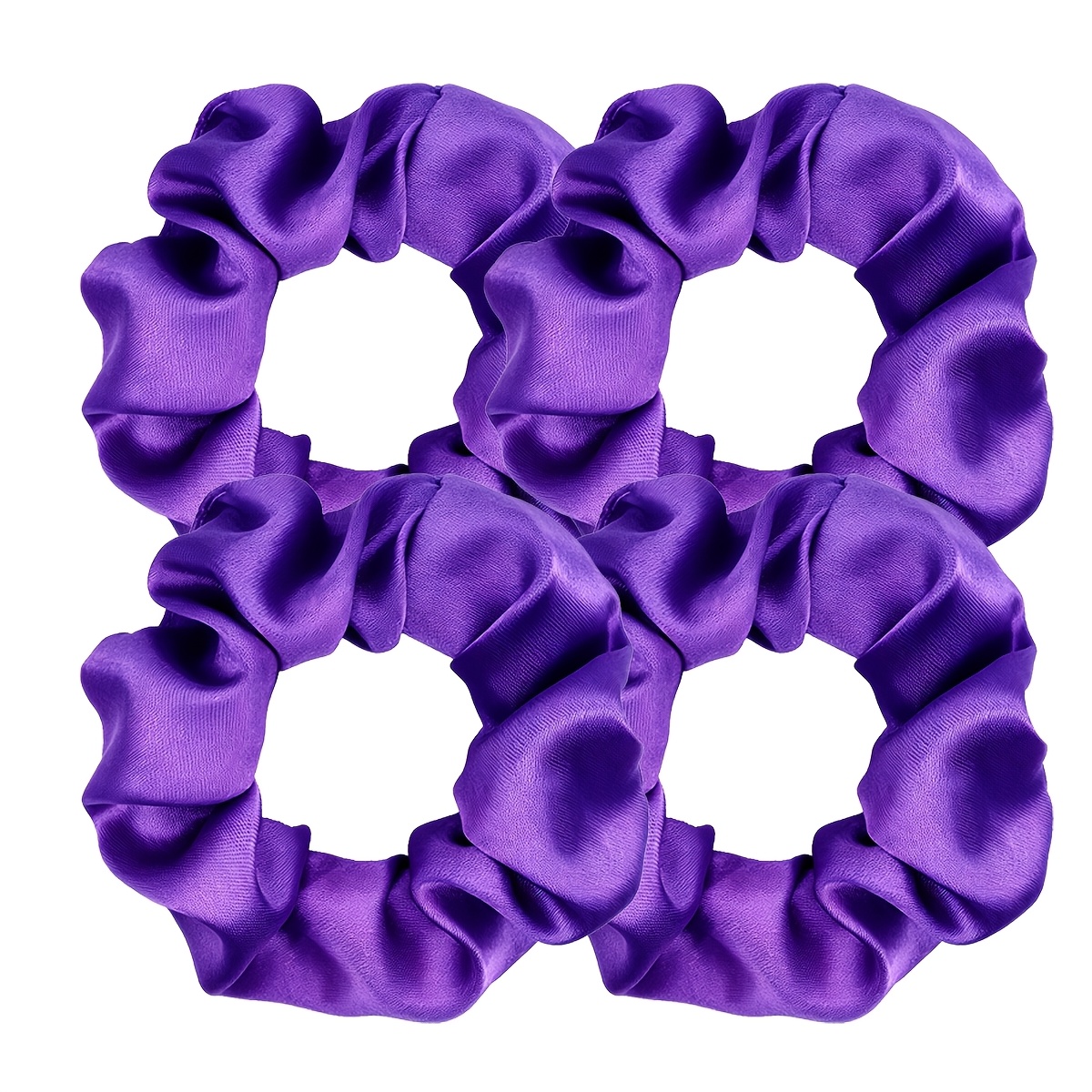 TEMU D 4pcs 80s Navy Blue Satin Scrunchies Elastic Band Bobbles Hair Ties Ponytail Holder Accessories For Women