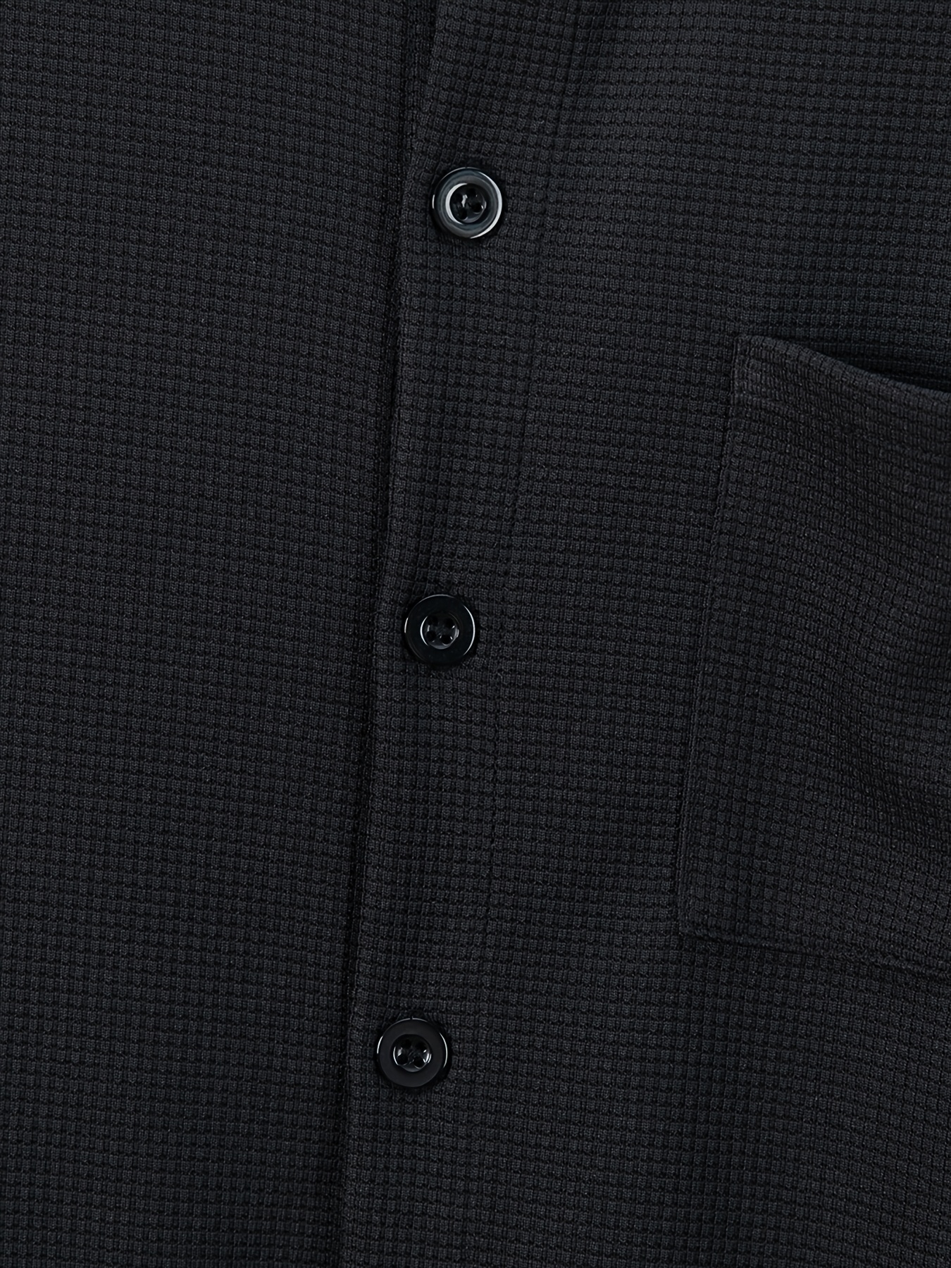 قميص رجالي عملي بتصميم وافل وياقة مستقيمة للعمل