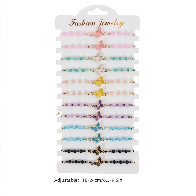 TEMU 12pcs Set Of Light-colored Sequin Hand-woven Bracelets, For Girlfriends And Couples, Used As Bracelets Or A Family Set