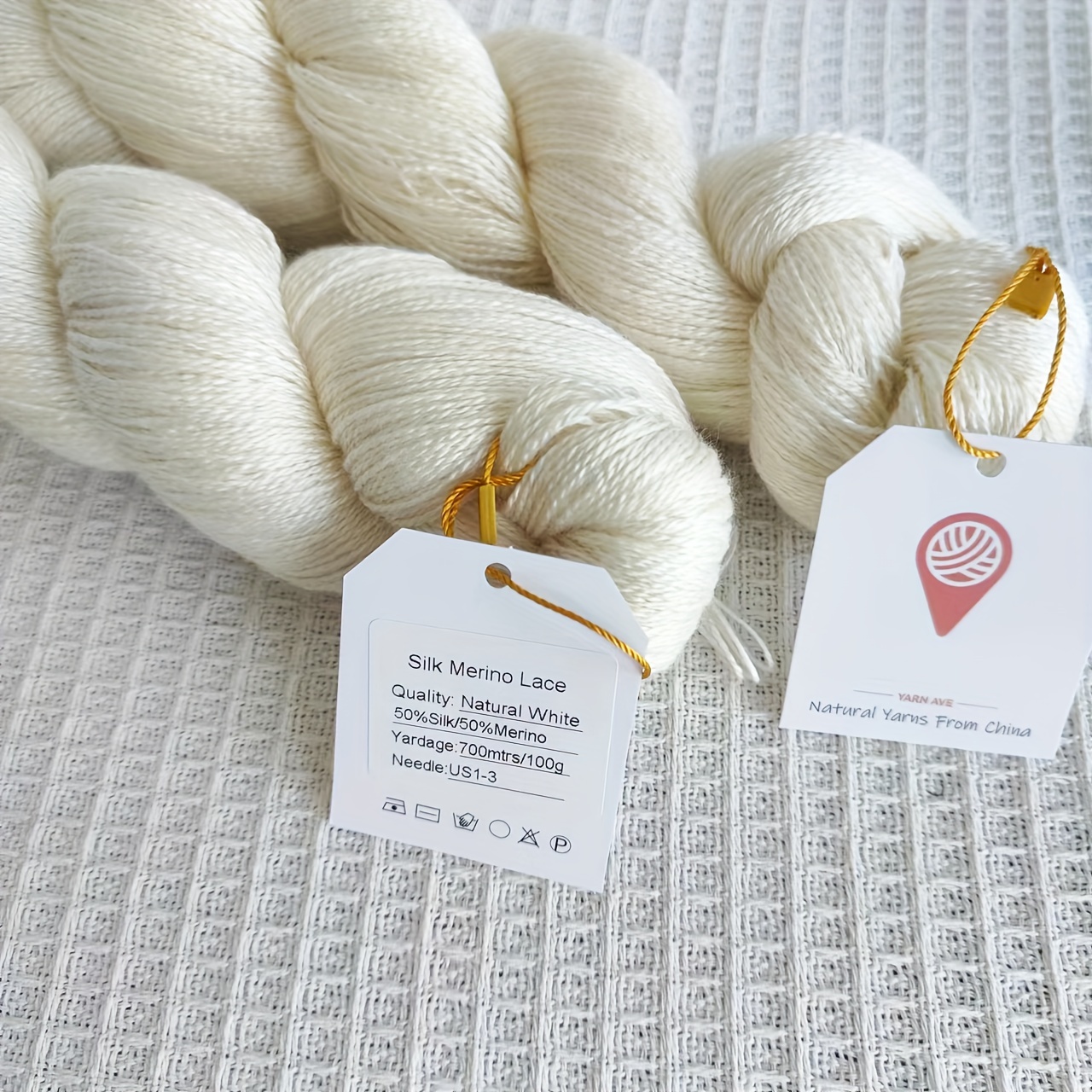 

Silk Merino Lace Yarn 100g, 700mtrs/2296feet, Natural White 50% Silk 50% Merino Wool Blend For Weaving & Spinning