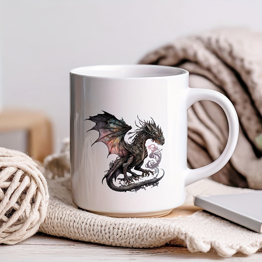 

8pcs Watercolor Gothic Dragon Pattern Uv Dtf Cup Stickers, Waterproof Sticker Pack For Decorating Mugs, Cups, Bottles, School Supplies, Etc, Arts Crafts, Diy Art Supplies