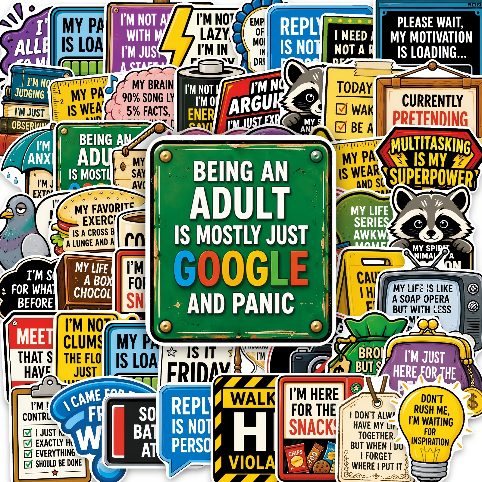 TEMU 50pcs Humorous Commentary Text Stickers, Decorative Decals, Suitable For Laptops, Tumblers, Phones, Journals, Scrapbooks, Bumpers, Skateboards,