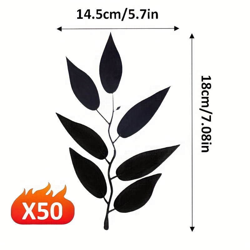 Image of 50pcs Halloween Leaf Artificial Flowers | Durable Polyester Foliage For Vase Filler Tree Glittery Branch For Halloween Party, Decorations, Weddings, And Thanksgiving Displays