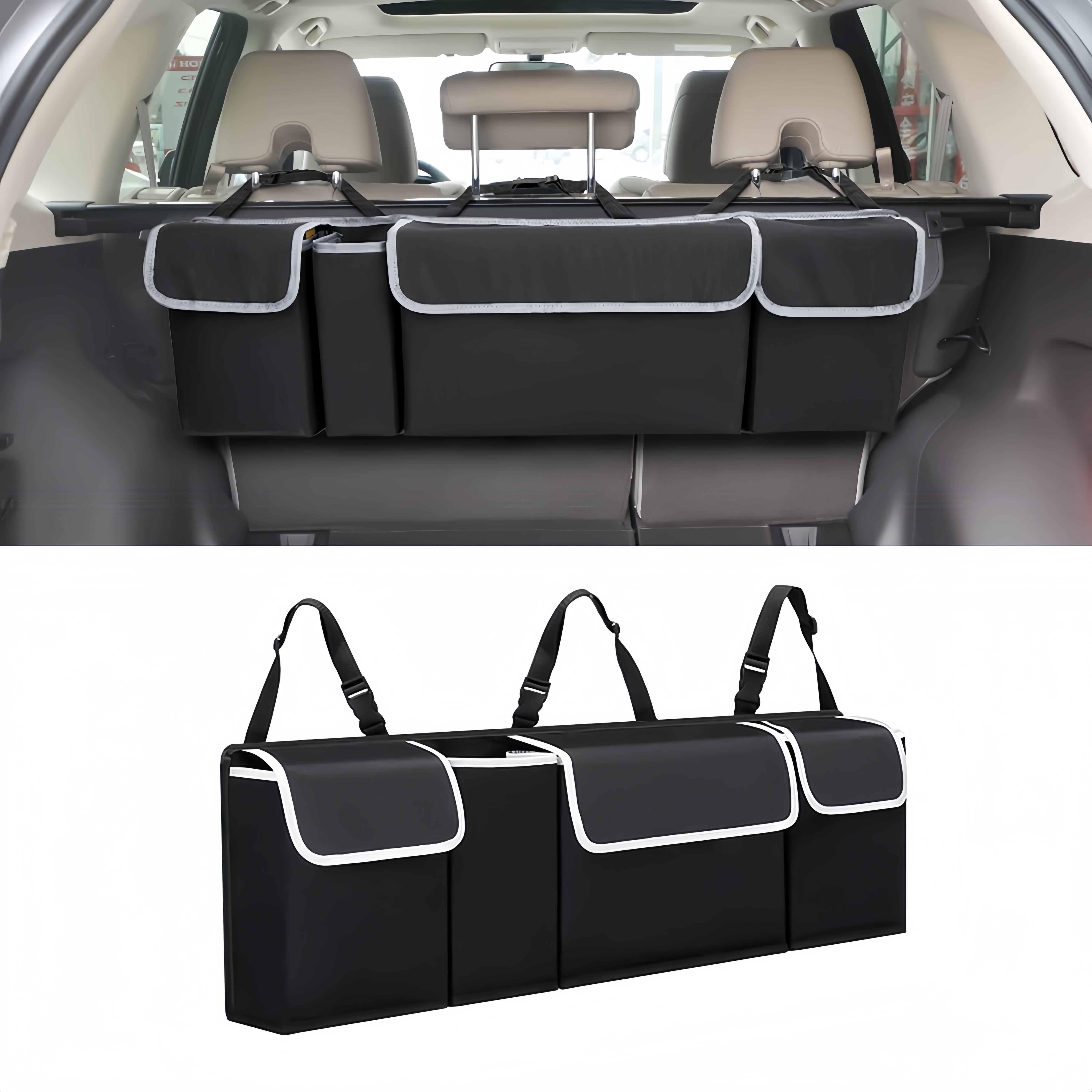 

Use The Car Trunk Organizer - Large Capacity, Hangable Oxford Storage Box, Suv.mpv Car Seat Back Trunk Storage Bag, Folding Packaging Design Saves Logistics Costs