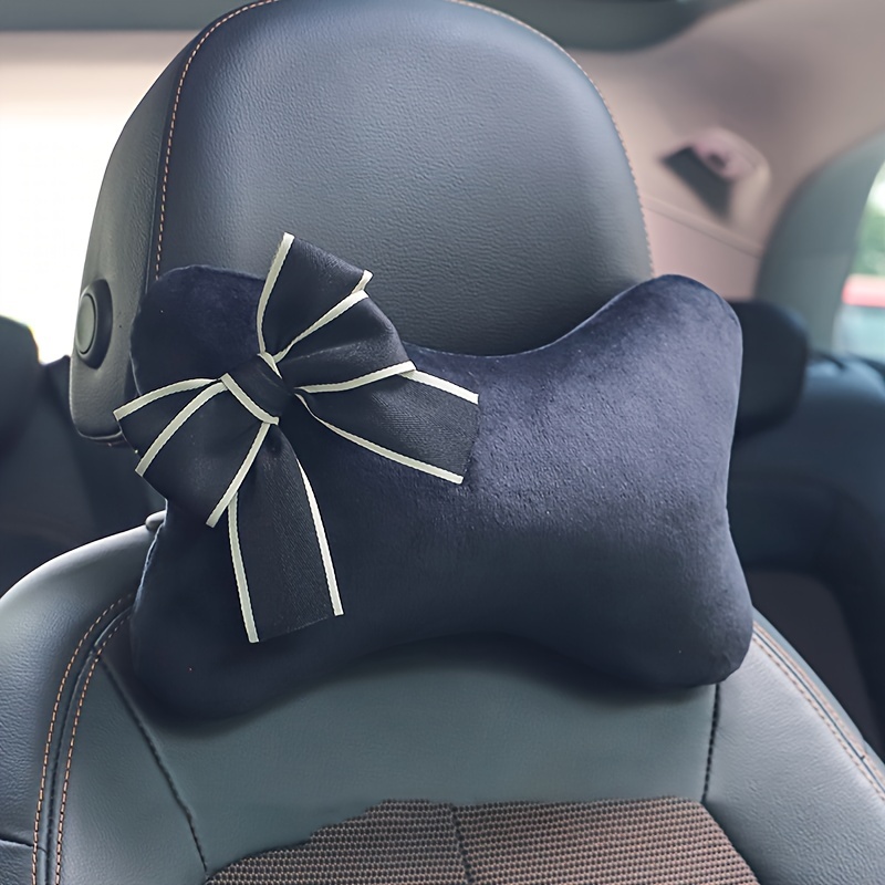 

1pc Universal Women's Bow-knot Design Pp Cotton Short Plush Car Neck Pillow Seat Cushion Pillow Breathable Support Head For A Good Sleep