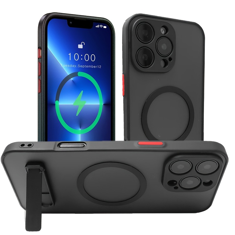 Phone Case - Uyuxio Magnetic Mobile Phone Case With Kickstand Wireless Charging For Iphone 16 15 Pro Max Case 17 Air 14 Plus 13 12 11 Stand Cases Ultra Cover With Holder